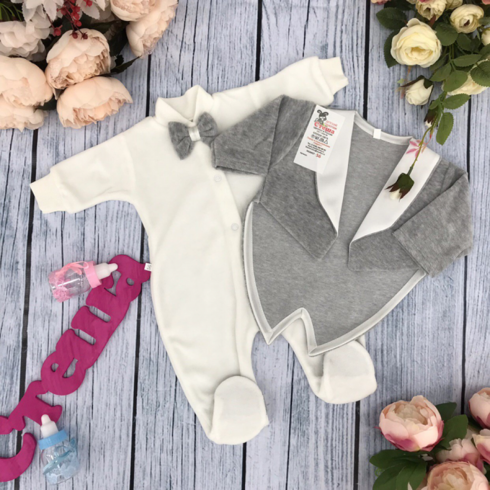 115-С. Комбинезон с пиджаком,80% хлопок интерлок, 20% ПЭ велюр