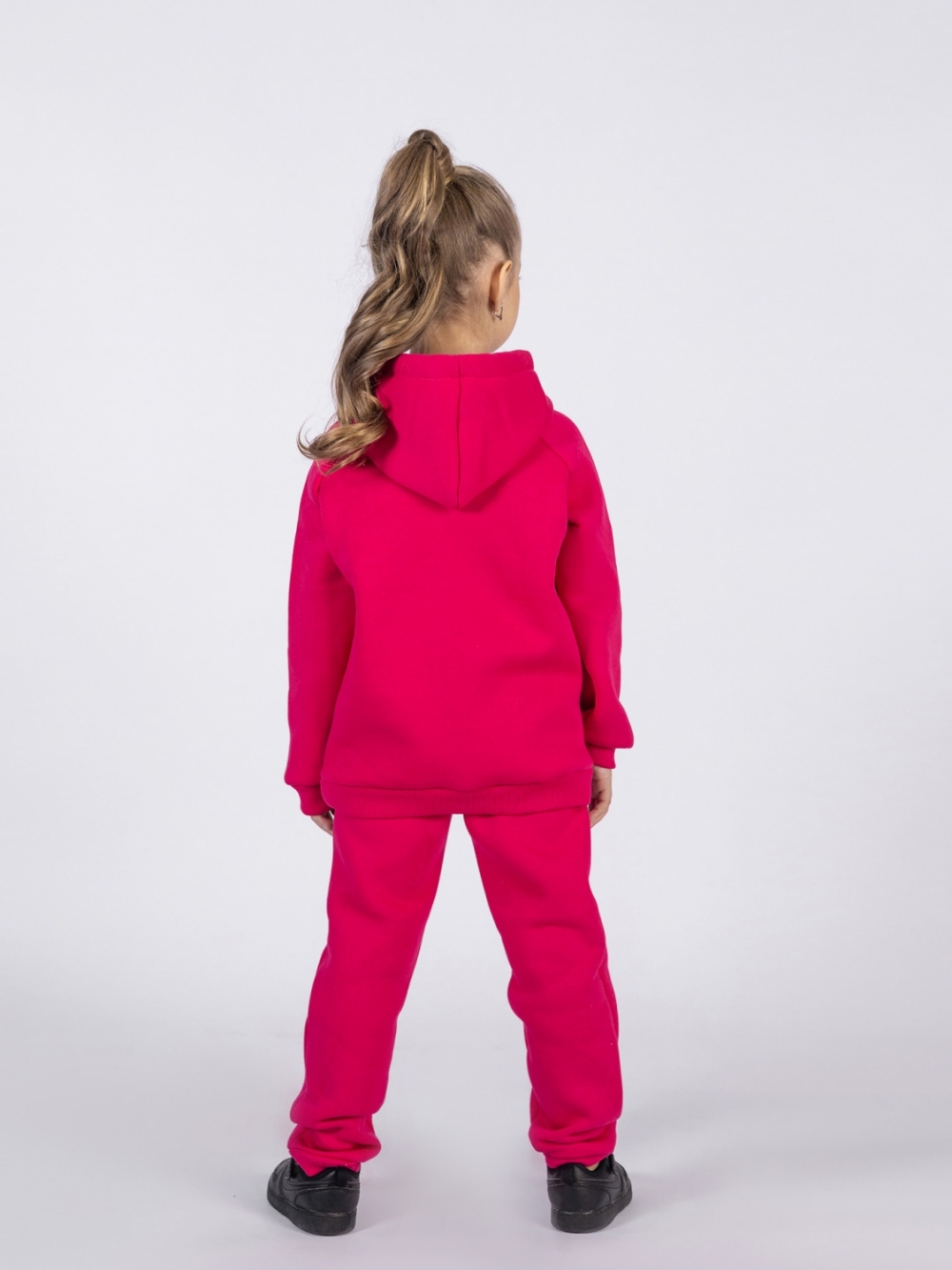 296-Ф. Свитшот с капюшоном + Штаны, хлопок 65%, 35% ПЭ, 3-х нитка (начес) фуксия 146,152,158