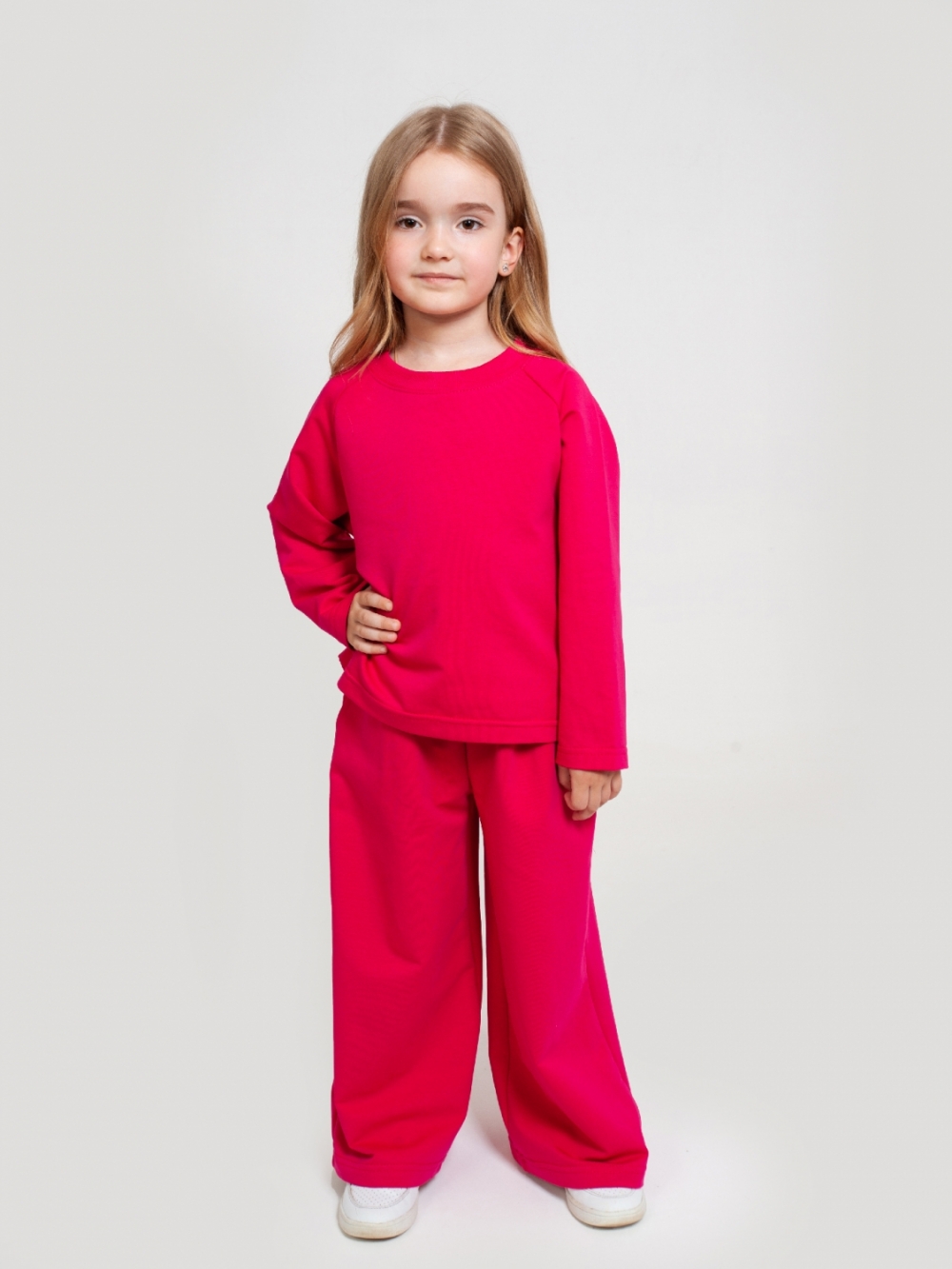 323-Ф. Костюм детский Палаццо, фуксия, хлопок 70%, 25% ПЭ, 5% лайкра, футер 2-х нитка без начеса, размеры 86,92,98,104,110,116