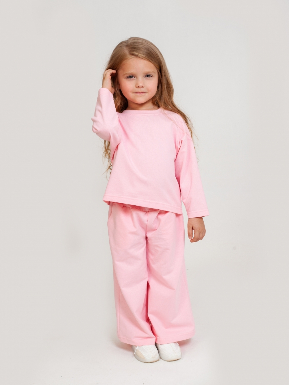 323-Р. Костюм детский Палаццо, розовый, хлопок 70%, 25% ПЭ, 5% лайкра, футер 2-х нитка без начеса, размеры 86,92,98,104,110,116