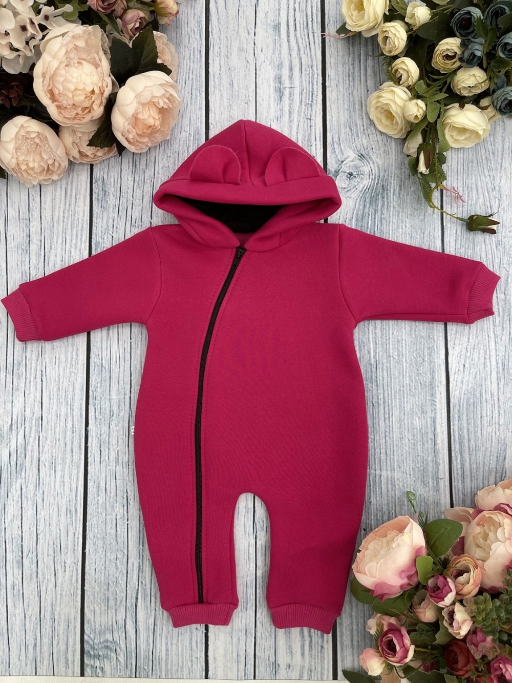 308-Ф. Комбинезон с капюшоном, хлопок 65%, 35% ПЭ, 3-х нитка с начесом + интерлок 62,68,74,80