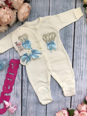 Купить оптом 165. Комбинезон с шапкой и царапками,100% хлопок интерлок в Химках