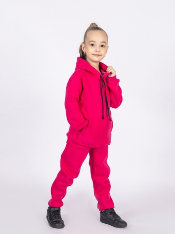 296-Ф. Свитшот с капюшоном + Штаны, хлопок 65%, 35% ПЭ, 3-х нитка (начес) фуксия 146,152,158