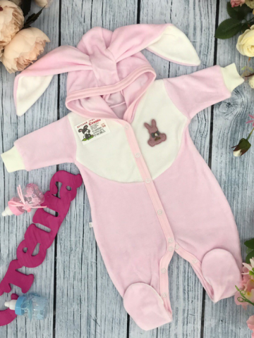 Купить оптом 212. Комбинезон с ушками, хлопок 80% велюр, 20%  ПЭ 62.68,74 в Химках