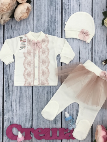 Купить оптом 217. Комплект 3 предмета, хлопок 100% интерлок, пудра в Химках