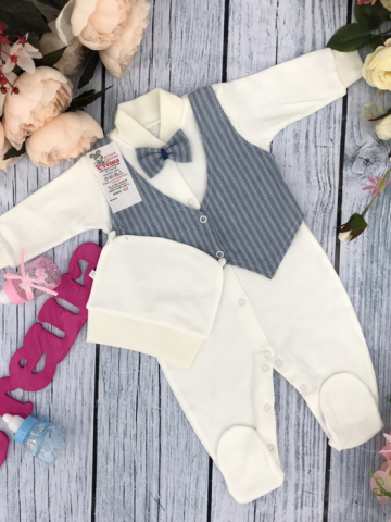 Купить оптом 224-Г. Комбинезон, хлопок 100% интерлок, "Жилет новый" голубая полоса в Химках