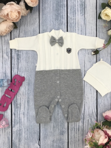 Купить оптом 273-С. Комбинезон с шапкой, хлопок 100% интерлок, серый 56,62 в Химках