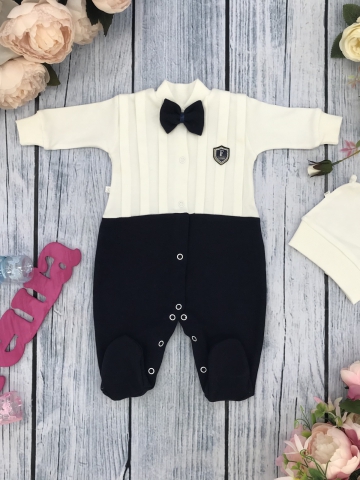 Купить оптом 273-Т.С. Комбинезон с шапкой, хлопок 100% интерлок, темно-синий 56,62 в Химках