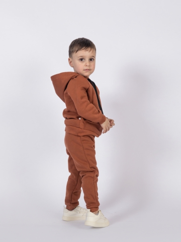 296-ТР. Свитшот с капюшоном  + Штаны, хлопок 65%, 35% ПЭ, 3-х нитка (начес) терракот  98,104,110,116
