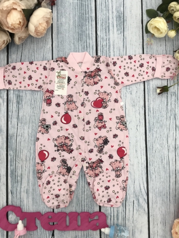 Купить оптом 295-Р. Комбинезон, хлопок 100 % кулирка 56,62,68,74,80, розовый в Химках