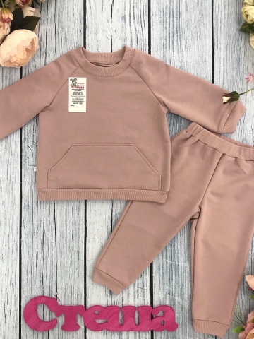 Купить оптом 312-ТП. Свитшот+ Штаны , хлопок 70%, 25% ПЭ, 5% лайкра, 2 нитка петля без начеса, тёмн. пудра 98,104,110,116 в Химках