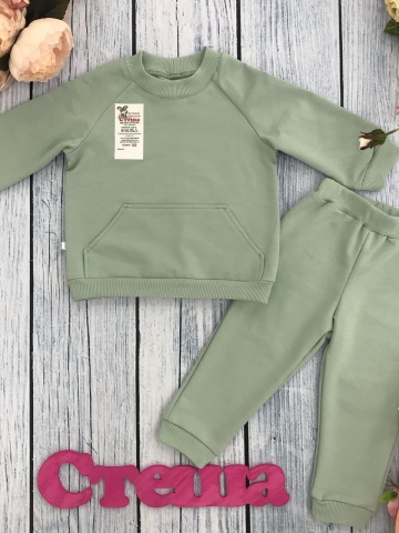 Купить оптом 312-ОЛ. Свитшот+ Штаны , хлопок 70%, 25% ПЭ, 5% лайкра, 2 нитка петля без начеса, олива 80,86,92 в Химках