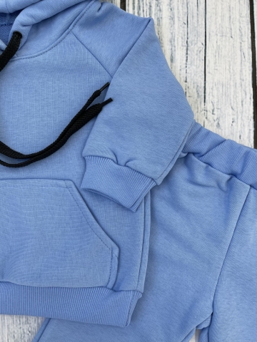 311-Г. Свитшот с капюшоном + Штаны, хлопок 65%, 35% ПЭ, 3-х нитка ( без начеса) голубой 98,104,110,116