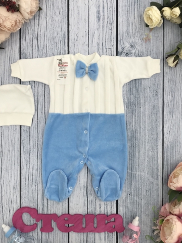 Купить оптом 302-Г. Комбинезон складки  хлопок 80% велюр, 20 % ПЭ, р 56,62 , голубой в Химках