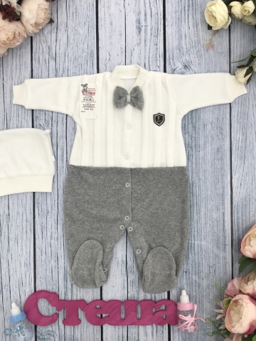 Купить оптом 302-С. Комбинезон складки  хлопок 80% велюр, 20 % ПЭ, р 56,62 , серый в Химках