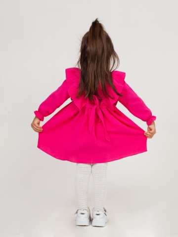 321-Ф. Платье из муслина детское, хлопок 100% фуксия, р. 74,80,86,92